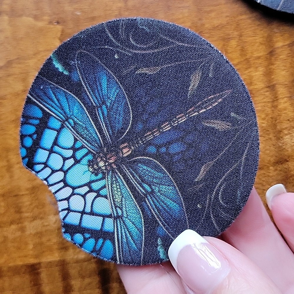 DRAGONFLY ABSORBENT CAR COASTERS